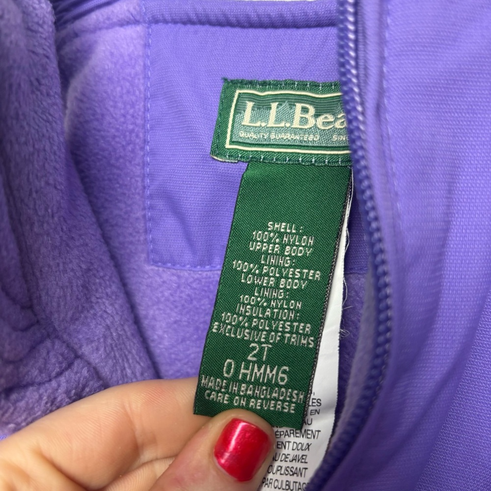 L.L. Bean Kids Snow Bib Overalls in Vibrant Purple 2T - Picture 3 of 6